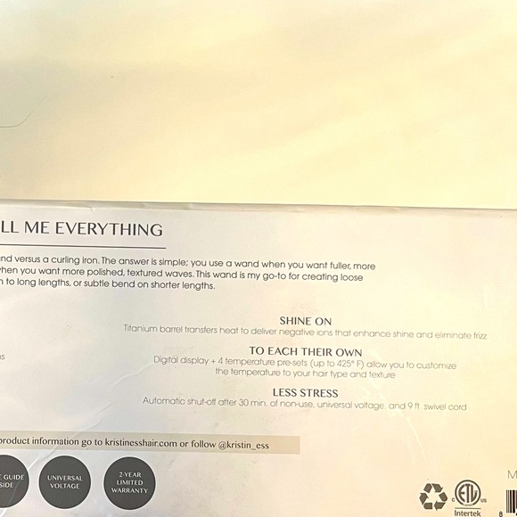 CURLING IRON KRISTIN ESS WAND HAIR TOOL SOFT WAVE 1 1/4” DIGITAL NEW GOLD PIVOTI - Picture 8 of 13